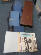 A vintage shot gun case together with a box of folders of The Shooting Times