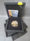 QEII Tristan Da Cunha 2022 gold Service & Devotion 20 pounds coin, in fitted case with COA, mintage