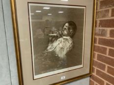 Harold Riley - a framed and glazed ‘Child feeding from bottle’ print, signed 55 x 46 cm