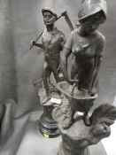 A pair of spelter French style farmers figures