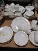 A tray of Royal Doulton Flirtation tea and dinner ware together with Duchess tea and dinner ware