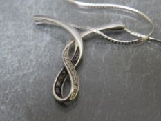 A white gold two colour gemset necklace, marked to the reverse 375 Dia, approximate weight 2.7 g