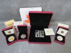Canada, cased silver coins, to include 2017 3 dollars 4 coin set, 2012 fine silver cent and 2013