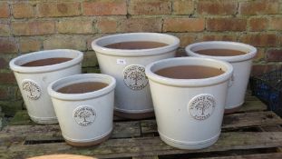 Six assorted stone glazed heritage garden pottery planters
