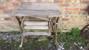 A cast iron clothes mangle