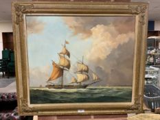 Richard Tearoe - an oil on canvas depicting a sailing boat