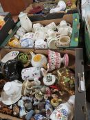 Four trays of mixed collectables to include Crown Devon, Delft, Royal Albert, Wade, Aynsley,