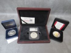 QEII dated stamp silver Waterloo 5 pounds 18 June 2015, together with silver proof 2011 Mary Rose