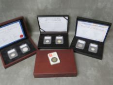 A collection of boxed coins to include 'The Inaugural silver £1 coin set' and 'The George & Dragon