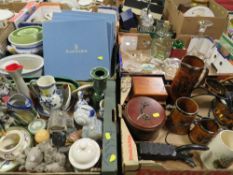 Four trays of collectables and ceramics to include Royal Doulton boxed plates