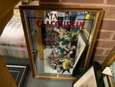 A collection of assorted pictures and prints to include an advertising mirror