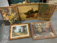 A collection of six assorted oil paintings to include an Arthur de Tivoli example etc. (6)