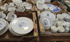 Four trays of assorted ceramics to include Paragon and blue/white ware etc