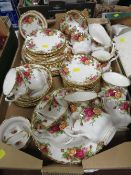 A tray of Royal Albert Old Country Roses tea and dinner ware
