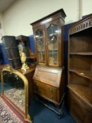 A small vintage oak bureau bookcase W 72 cm