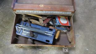 Two cantilever toolboxes with tools together with a woodworkers toolbox with tools