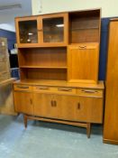 A mid century teak (possibly G-Plan) display bookcase/cabinet H 193 W 152 cm