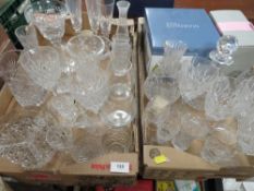 Two trays of assorted crystal and glassware etc