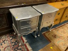 A pair of Frank Hudson silver two drawer bedside chests
