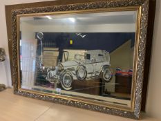 A large gilt framed etched wall mirror 72 x 102 cm