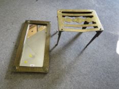 A brass framed mirror and a trivit
