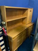 A mid-century teak display cabinet W 145 cm