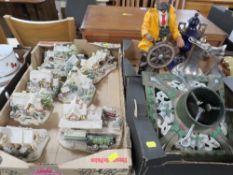 A tray of Lilliput cottages A/F together with a tray of sundries to include a cast metal Christmas
