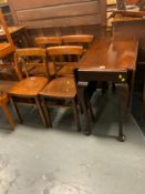 A set of four vintage chairs, a mahogany dropleaf table and a blanket box