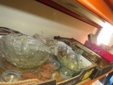 Three trays of assorted ceramics and glass to include a Bells Whisky bottle