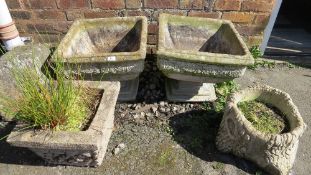 Four concrete garden planters (4)