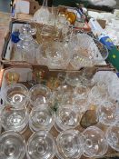 Three trays of assorted glass ware