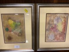 Bronwen Bowen pair of abstract watercolours 'Pigs Might Fly' and 'The Face'