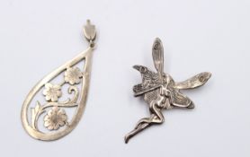 Brosche und Anhänger, Silber, zus. 11,8gr., L-6cm
