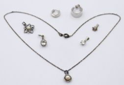 kl. Silber-Konvolut, zus. ca. 12,9gr., Kette ca. L-44cm, gr. Anhänger ca. L-2,5cm