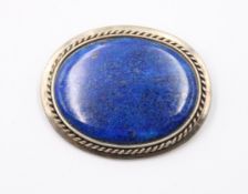gr. Brosche, Lapis mit 800er Silberfassung, gemarkt "Merkl",  ca. 3,8 x 4,7cm