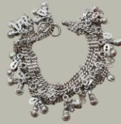 Silber Fusskette mit Glöckchen, wohl Indien (Silber geprüft), L-18 cm, 99 gr.