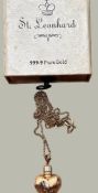 Goldkette mit Herz: Glas-Herzanhänger mit 99,9 K-Blattgold inkl. vergoldeter Kette (Herz Anhänger G