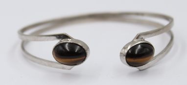 Armspange, 835er Silber mit Tigerauge, 17gr.