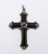schöner Kreuzanhänger, Silber, Onyx und Markasiten, ca. 4,5 x 3cm