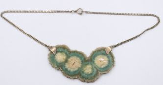 Collier, Silber, mittig Achat, ca. L-35cm
