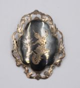 Vintage-Brosche aus Siam-Niello, Sterling, ca. 8,4gr., ca. 5,3 x 4cm