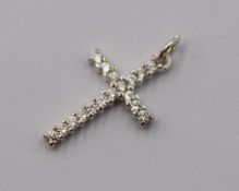 kl. Silber-Kreuzanhänger, klare Steine, L-2cm, 0,5gr.