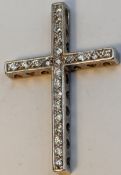 Silber Brustkreuz (geprüft) mit klaren Steinen, 5,8 gr., 4,1x2,8 cm