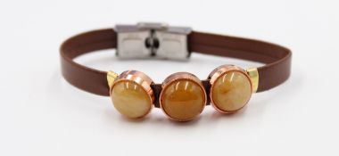 Modeschmuck-Armband, Leder, ca. L-18cm