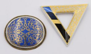2x div. Porzellanbroschen, Rosenthal, ca. 5,5cm
