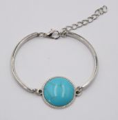 Armband mit türkisfarbenem Stein, Edelstahl, ca. L-17,5cm