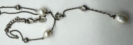 Silber- Collier "S.Oliver" S-925- mit Perlchen, klare Steine, 8,48 gr