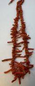 Halskette verlaufend, rote Astkoralle, L-46 cm, 28,1 gr.