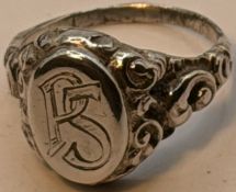 antiker Silber-835- Herren Siegelring "PS", RG 59, 5,92