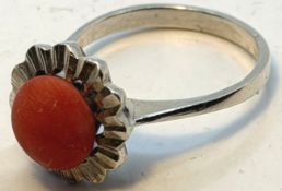 Silberring-800- mit Koralle RG 58, 3,7 gr.